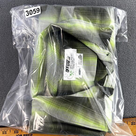 OFF the Grid Women's Bailey Technical Flannel Shirt Medium Lime Green Gray Plaid - Picture 13 of 13